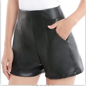 High waisted faux leather shorts